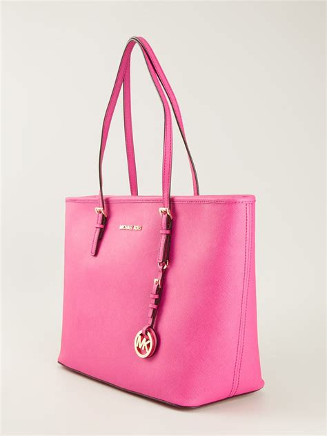 michael kors jet set tote hot pink|michael kors large travel tote.